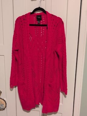 Forever 21 Open-Front Hot Pink Knit Cardigan